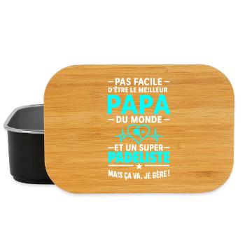 Heart + Padel – Super Dad Padel Player - Lunch Box - black - Front