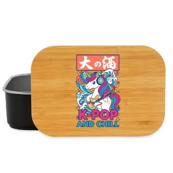 Niedliche Einhorn-K-Pop- und entspannte koreanische Musik-Anime - Lunch Box - Schwarz - Vorne