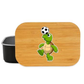 Turtle Football Cartoon - Lunch Box - black - Front