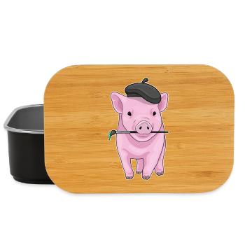 Schwein Maler Pinsel Malen - Lunch Box - Schwarz - Vorne