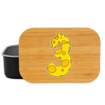 Number 3 - Three - Third - Lunch Box - black - Front