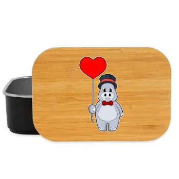 Hippopotamus Groom Balloon Wedding - Lunch Box - black - Front