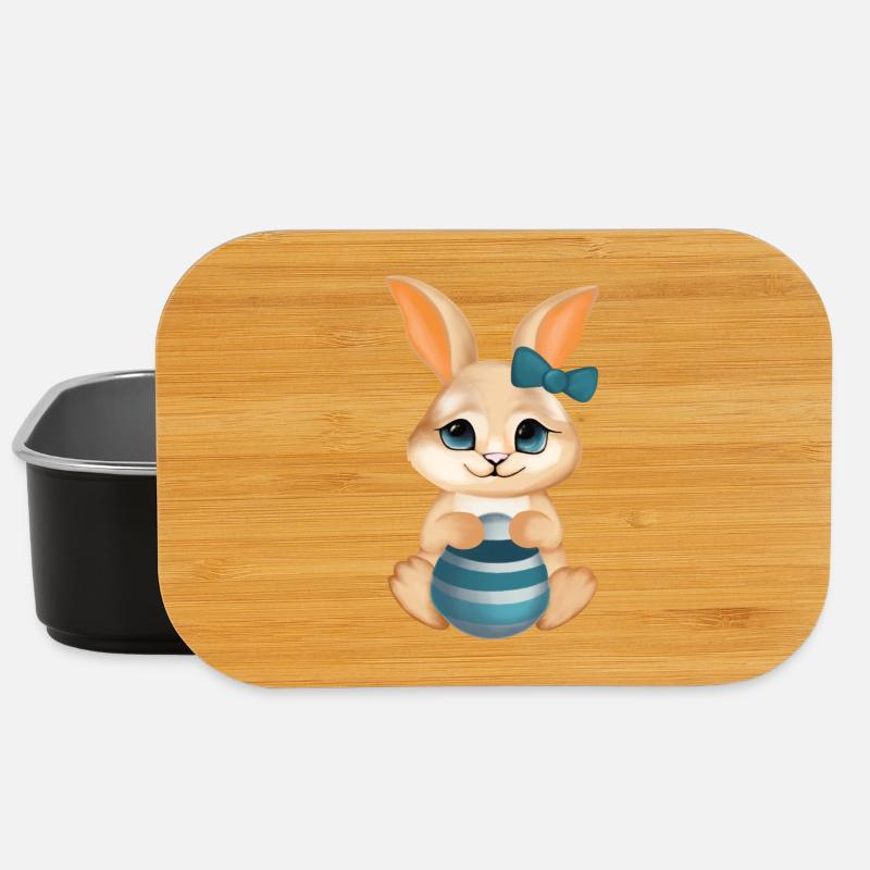 Cute Bunny – Cute Illustration - Lunch Box - black