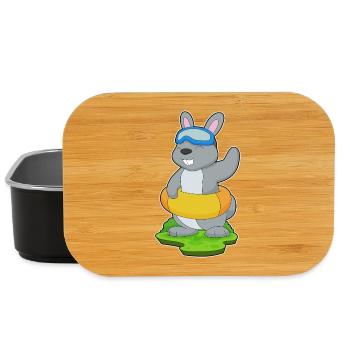 Bunny Swimming Swim Ring Summer - Lunch Box - black - Front