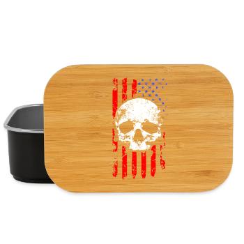 Amerikanischer Flaggen-Schädel - Lunch Box - Schwarz - Vorne