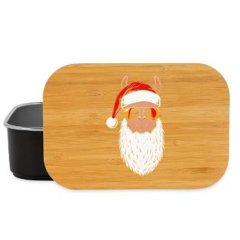 Santa Lama Xmas Fun Design Weihnachten - Lunch Box - Schwarz - Vorne