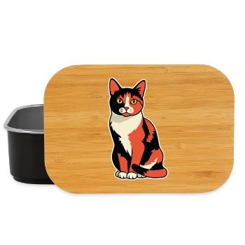 Vintage-Calico-Trikolore-Katzenporträt sitzend - Lunch Box - Schwarz - Vorne