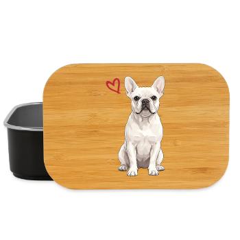 Bouledogue français blanc, Français blanc - Boîte à goûter - noir - Devant