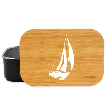 white fast sailing boat - Lunch Box - black - Front