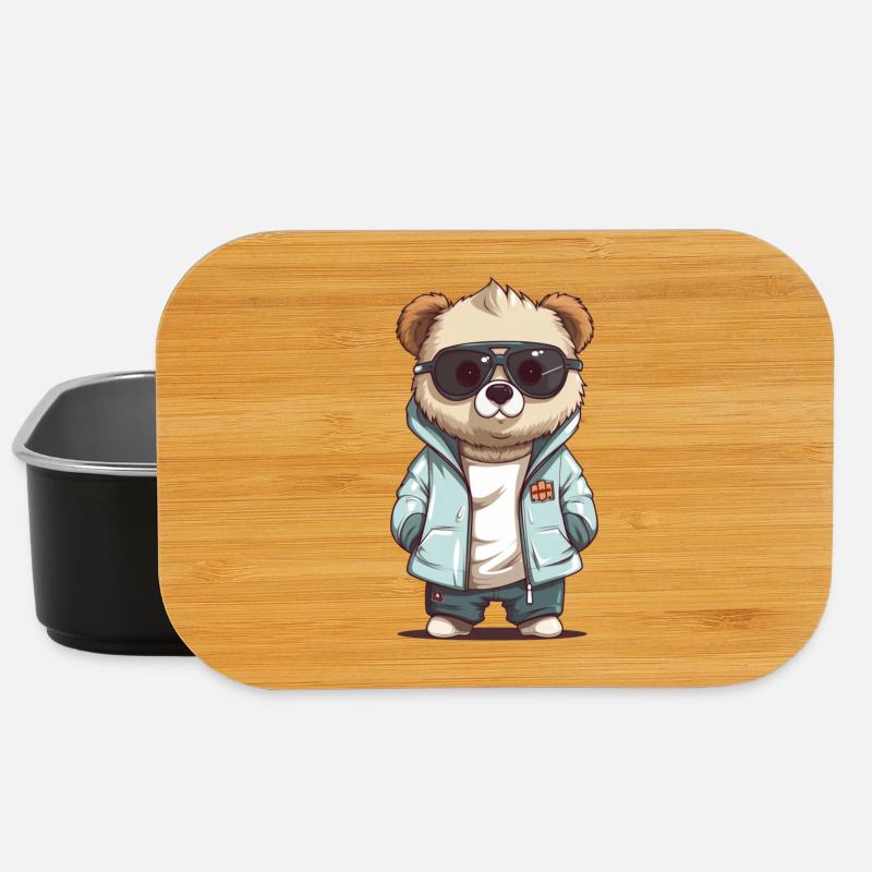 Sunglass Panda in cooler Jacke - Lunch Box - Schwarz