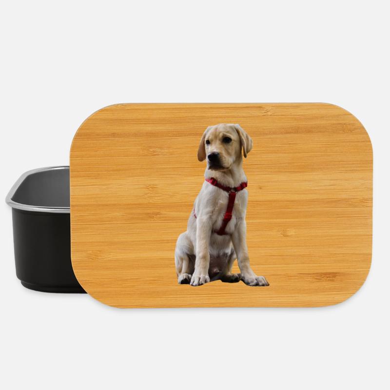 Labrador Welpe im roten Geschirr - Lunch Box - Schwarz