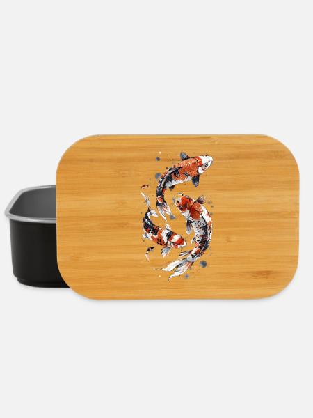 Kunstvolle Koi Fische Design, Elegantes Koi-Design - Lunch Box - Schwarz
