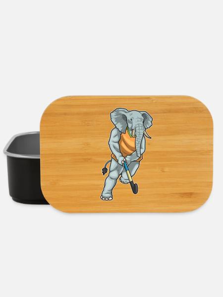 Éléphant de hockey sur gazon avec un bâton de hockey sur gazon - Boîte à goûter - noir