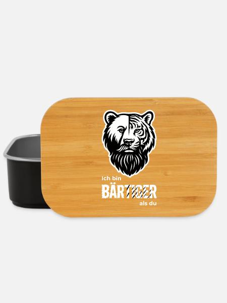 BEARDED Bear & Tiger Beard Pun - Lunch Box - black