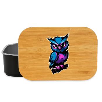 blue purple owl :) - Lunch Box - black - Front
