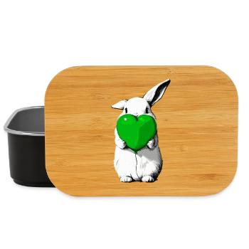 Hase mit grünem Herzballon - Lunch Box - Schwarz - Vorne