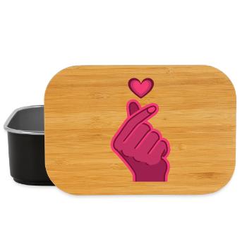 Kpop Finger Heart Coréen Pop Cute Love Korea Music - Boîte à goûter - noir - Devant