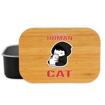 Cute Cat My Favorite Human Is This Cat - Lunch Box - black - Front