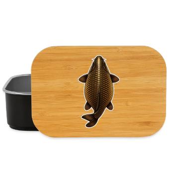 Golden Carp Top View – Clean Fishing Design - Lunch Box - black - Front