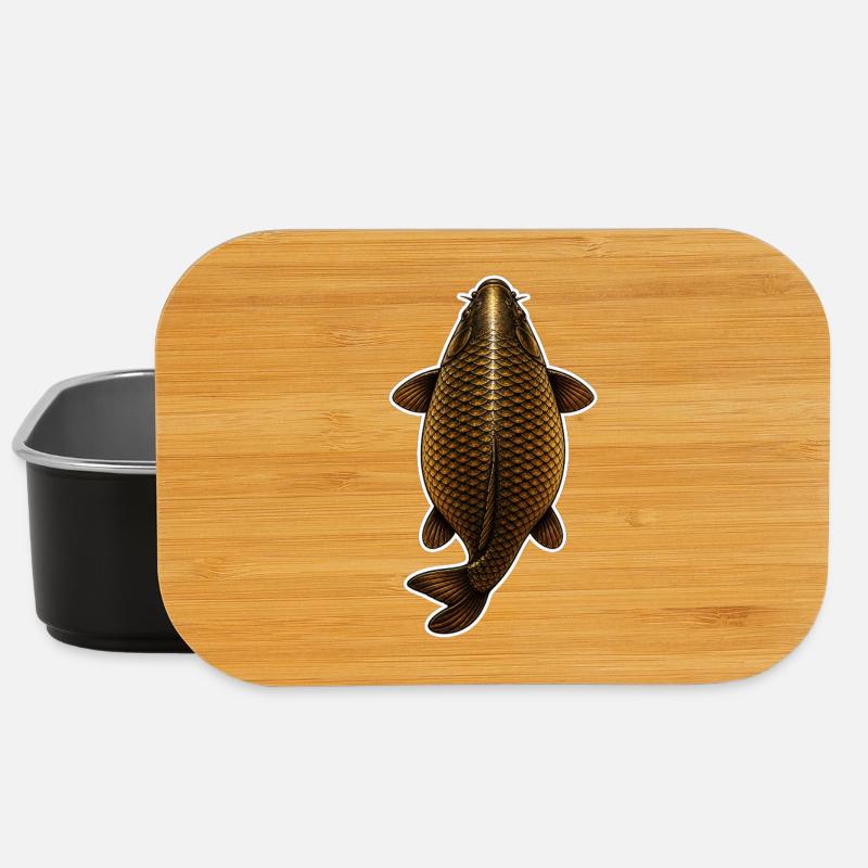 Golden Carp Top View – Clean Fishing Design - Lunch Box - black
