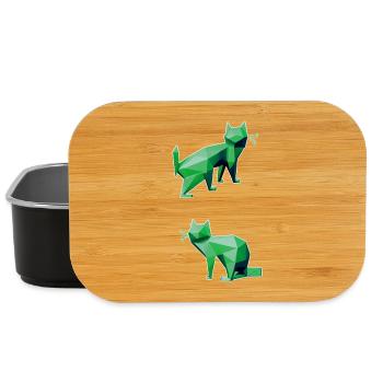 Green Geometry Cats Duo - Lunch Box - black - Front