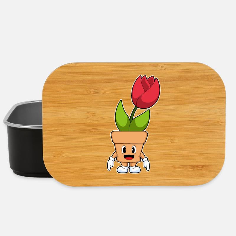 Blumentopf Tulpe Blumen - Lunch Box - Schwarz