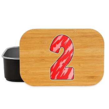 Zwei - 2 - Nummer Zahl Rot Muster - Lunch Box - Schwarz - Vorne