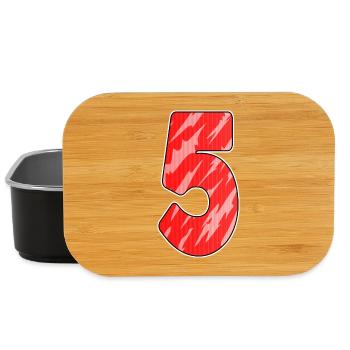 Number 5 - Five - 5 Motif - Number 5 Number - Lunch Box - black - Front