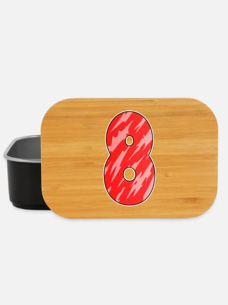 Zahl 8 Nummer Acht Motiv Rot Muster - Lunch Box - Schwarz
