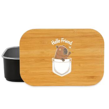 Verspieltes Capybaramotiv mit Begrüßung - Lunch Box - Schwarz - Vorne
