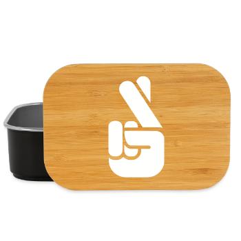Finger Signs: Peace, Fist & Crossed Symbol - Lunch Box - black - Front