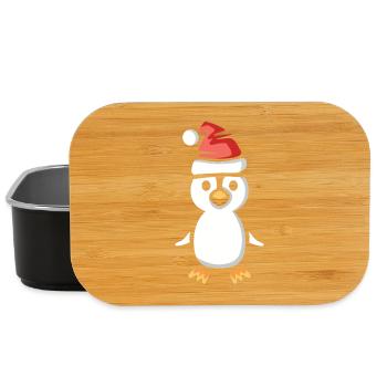 T-shirt pingouin de Noël avec chapeau de Père Noël - Boîte à goûter - noir - Devant