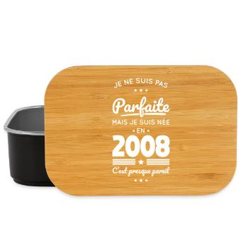 Née en 2008 – Pas parfaite mais presque - Boîte à goûter - noir - Devant