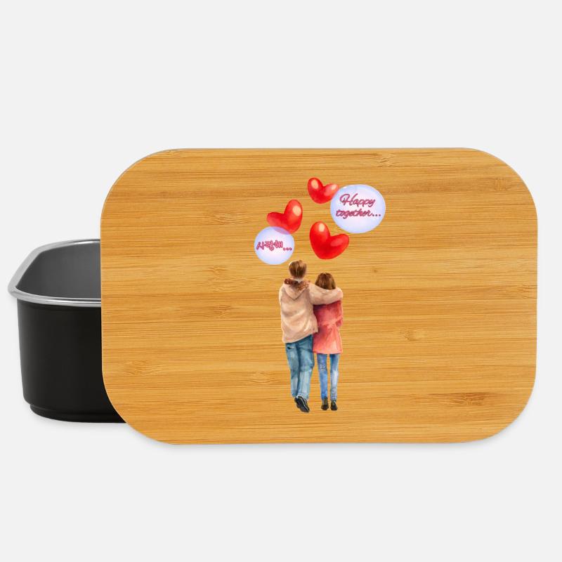 Happy Together – Romantic Watercolor Illustration - Lunch Box - black