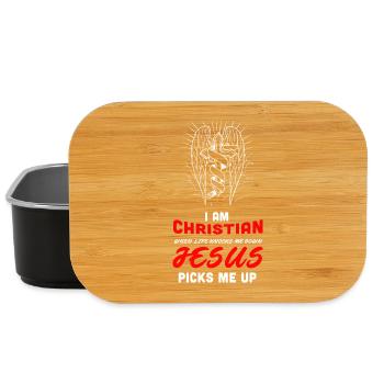 Christian Jesus Faith Savior Red Typography Design - Lunch Box - Schwarz - Vorne