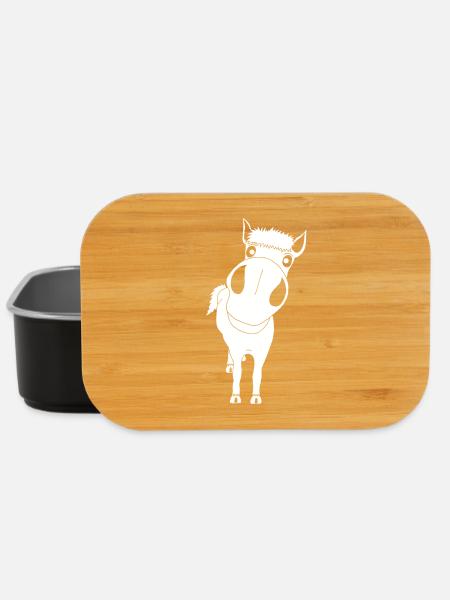 Gros plan sur un cheval blanc - Boîte à goûter - noir