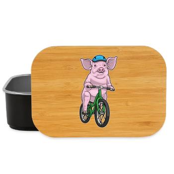 Schwein Fahrrad - Lunch Box - Schwarz - Vorne