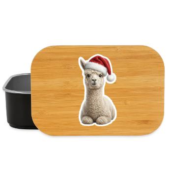 Flauschiges Alpaka im Weihnachtslook - Lunch Box - Schwarz - Vorne