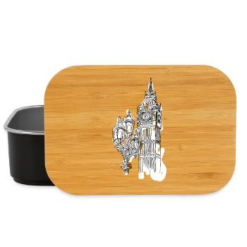 London Skyline Line Drawing: Big Ben & Lanterns - Lunch Box - black - Front