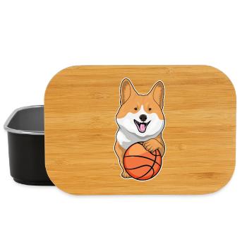 Corgi Basketballspieler Basketball - Lunch Box - Schwarz - Vorne