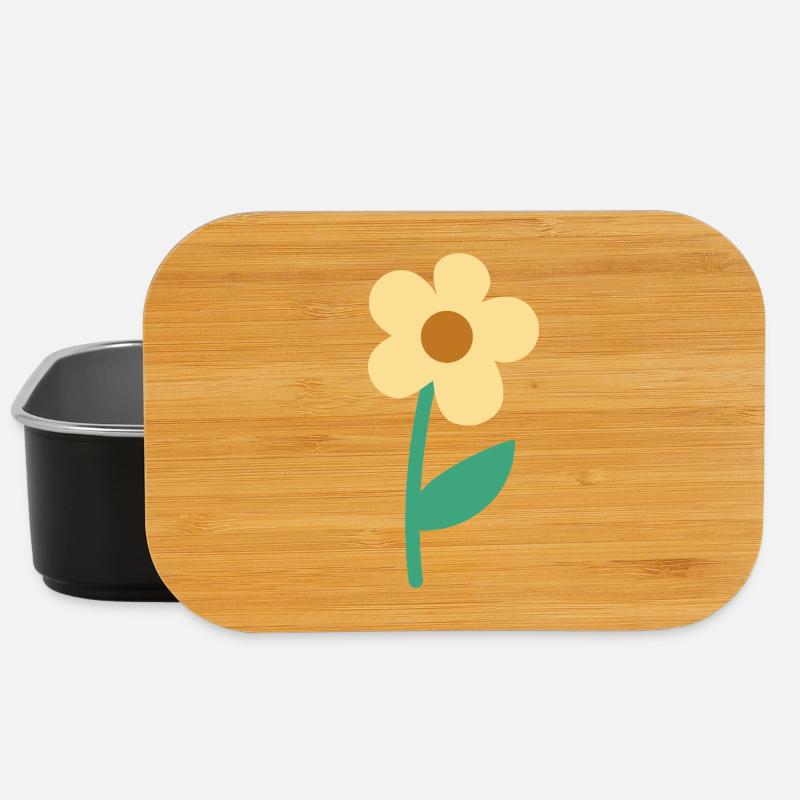 Cute Simple Flower Minimal Botanical Aesthetic - Lunch Box - black