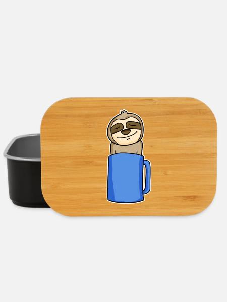 Sloth in a coffee cup - Lunch Box - black