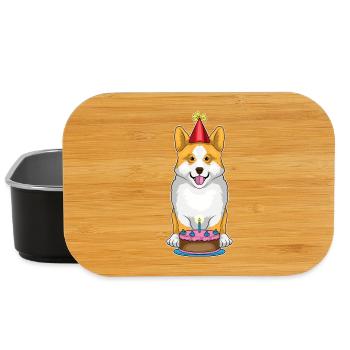 Corgi Birthday Cake - Lunch Box - black - Front