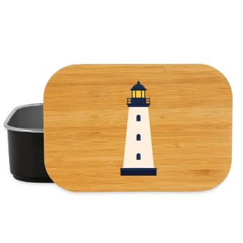 Lighthouse Line Icon Coastal Beacon Vector Symbol  - Lunch Box - black - Front