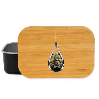 Cannabisbud im Glastropfen - Hanf - Weed - Lunch Box - Schwarz - Vorne