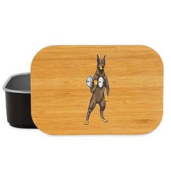 Bodybuilding Doberman avec haltères - Boîte à goûter - noir - Devant
