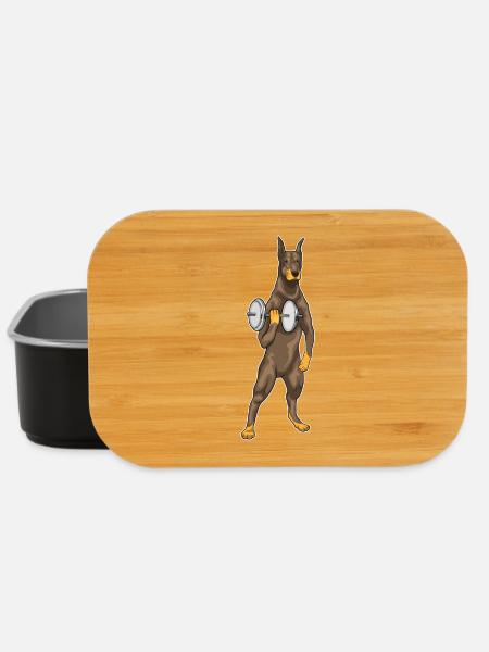 Dobermann Bodybuilder Hantel Bodybuilding - Lunch Box - Schwarz