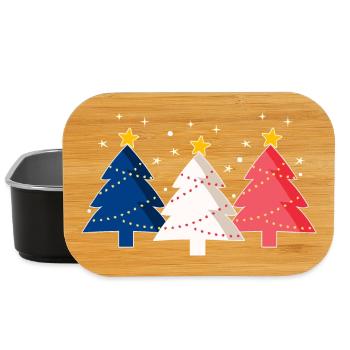 Joyeux Noël Arbres de Noël Drapeau France - Boîte à goûter - noir - Devant