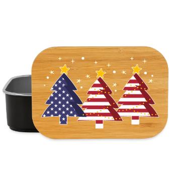 Christmas Trees America USA Flag - Lunch Box - black - Front