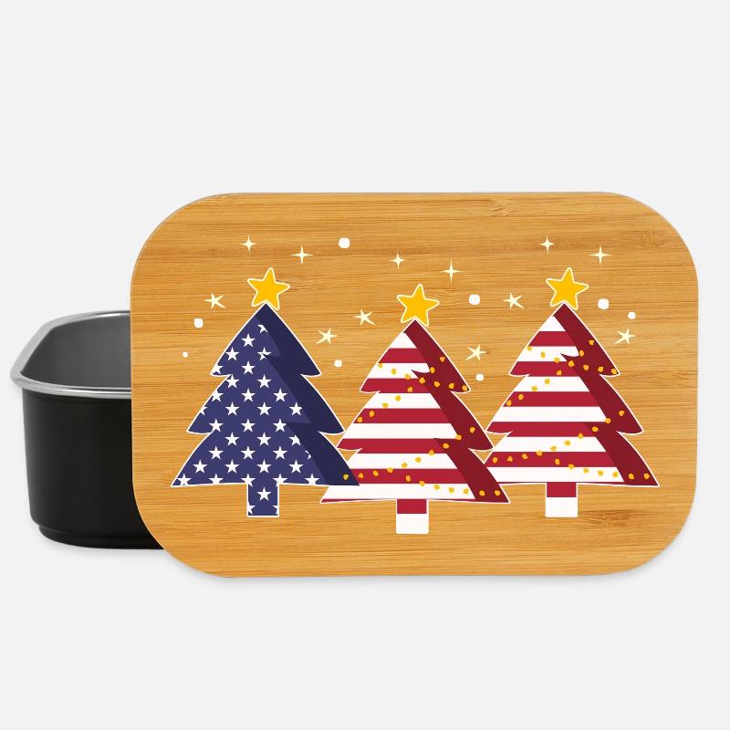 Christmas Trees America USA Flag - Lunch Box - black